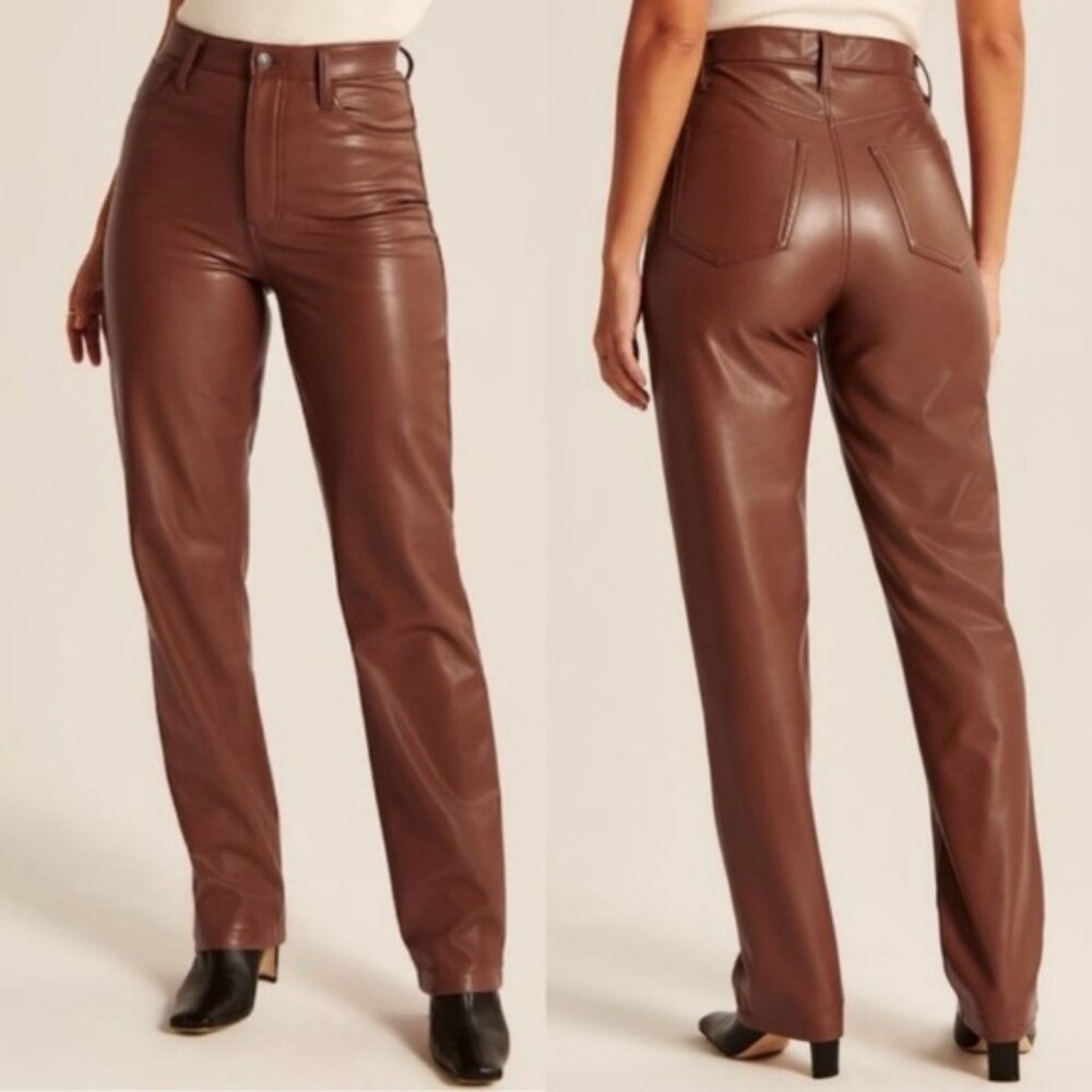 Abercrombie Ultra High Rise 90s Straight Vegan Leather Pants – NWT